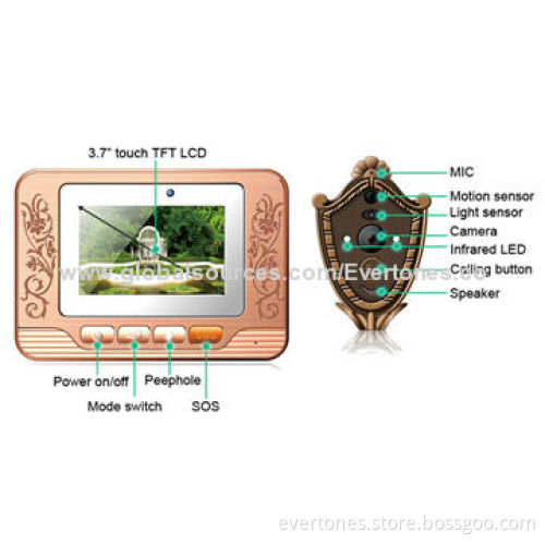 High quality 3.7-inch touchscreen automatic energy-saving peephole door viewer